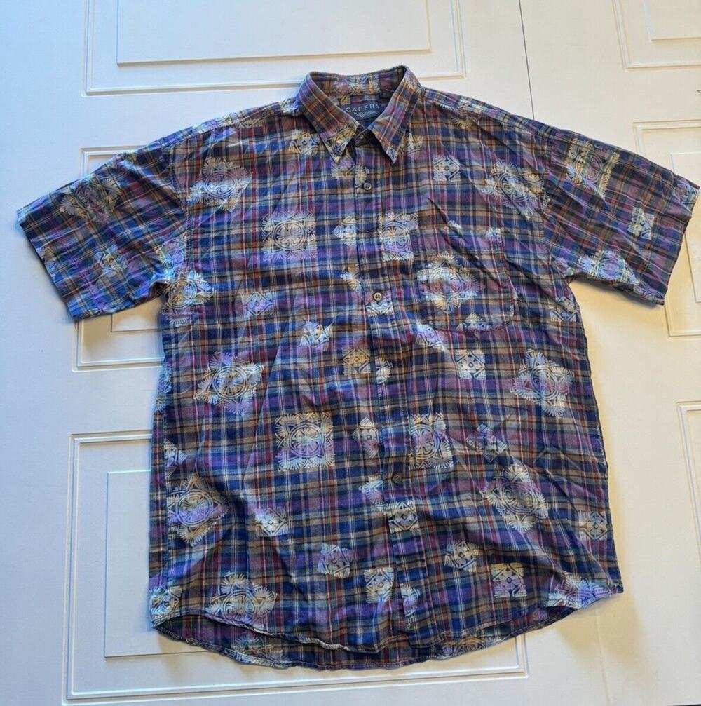 Loafers Men's X-Large Plaid Shirt Reed St. James Button-Up Purple Aztec